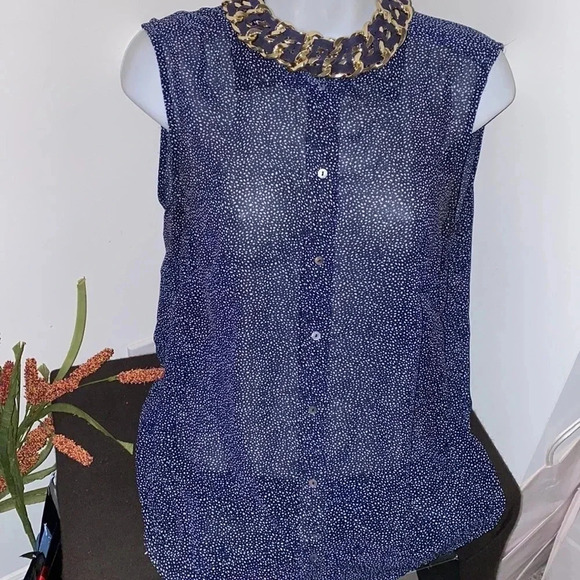 H&M Polka  Dot sleeveless Shirt blouse 10 - Picture 1 of 12